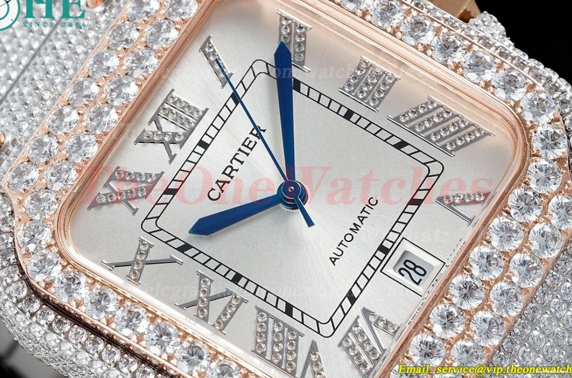 SS Silver MY9015 Santos Dial XL AMG Mens 40mm SS 100 RG 1202